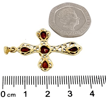 9ct gold Garnet Cross Pendant